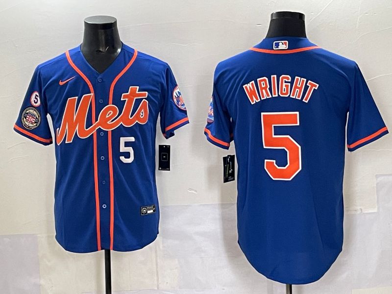 Men 2025 New York Mets 5 Wright Blue Game Nike MLB Jersey style 09